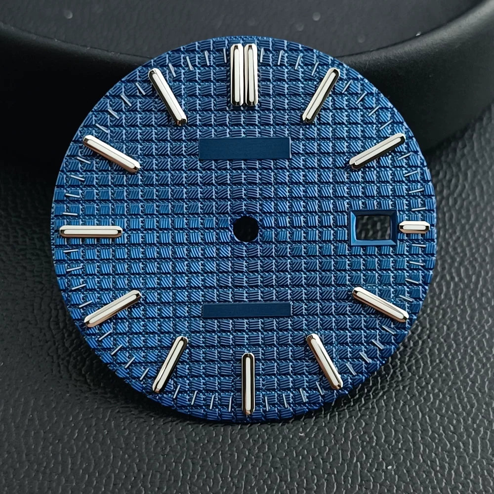 31.8mm Waffle Watch Dial no logo Sterile Green luminous for NH35/NH36 custom logo Available Prx