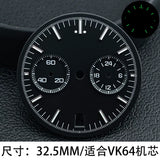 Speedmaster Dila 32.5mm two-eye luminous for VK64 quartz movement Chronograph Customizable vk64 hands