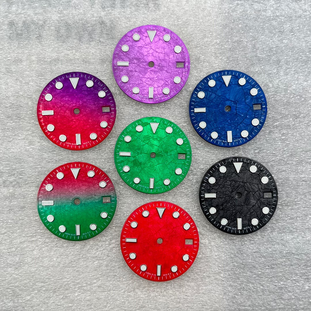 Submariner Dial 28.5mm green luminous dial fit nh35 movement Flashy Colorful