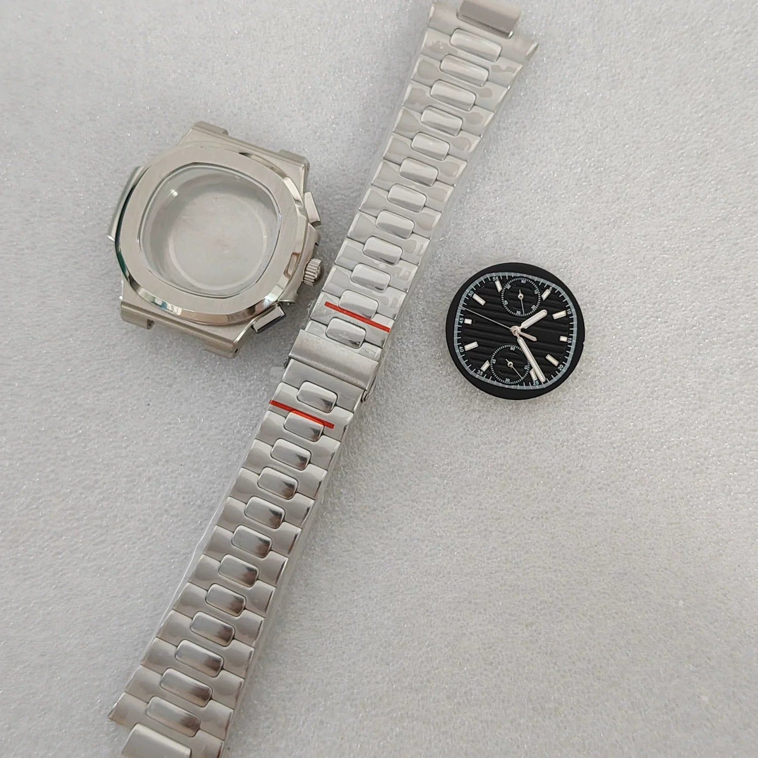 41mm Quartz Nautilus Watch Case set Sterile stainless steel sapphire glass for vk61 movement 3ATM