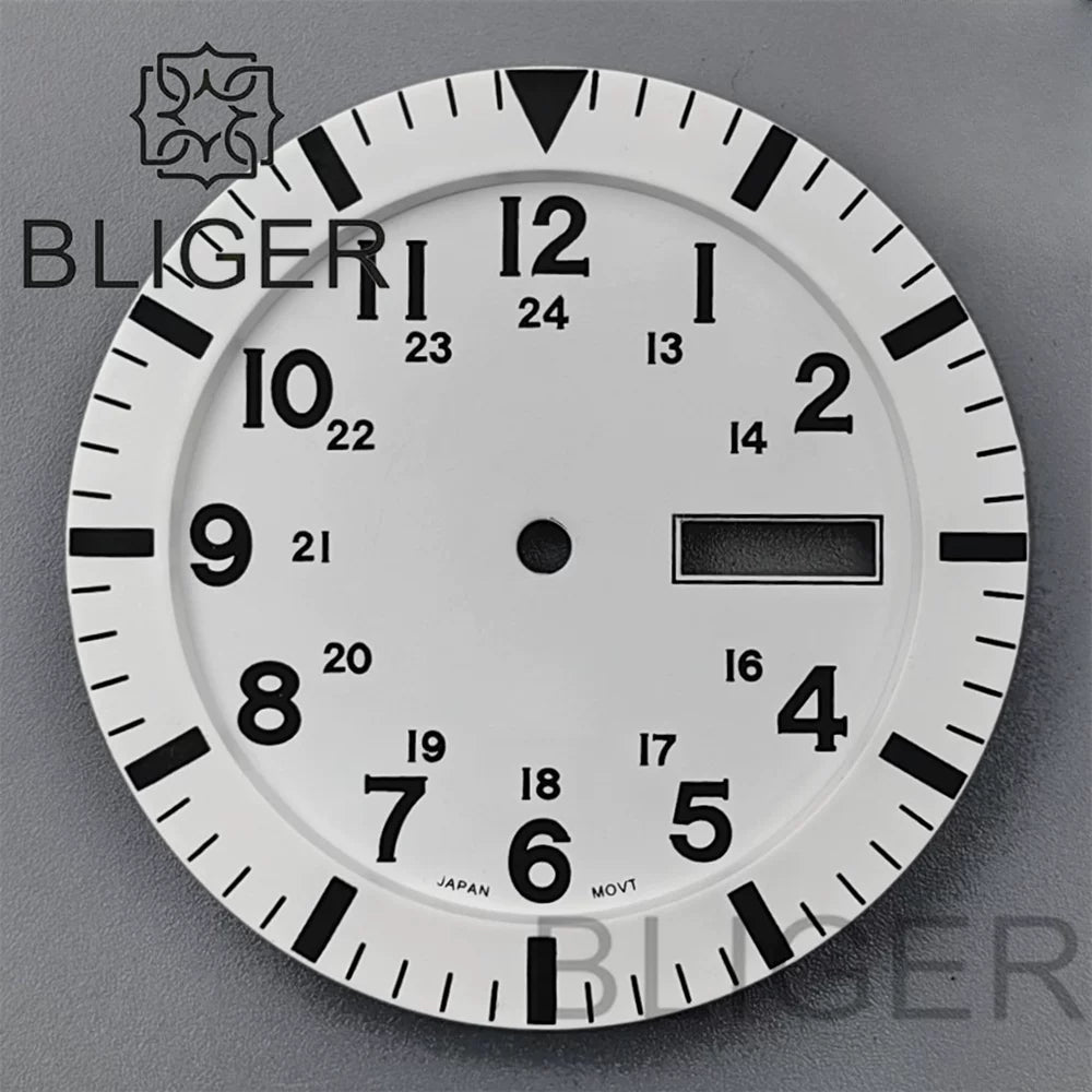 34.3mm Dial For NH36 Day-Date double calendar window green luminous