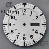 34.3mm Dial For NH36 Day-Date double calendar window green luminous