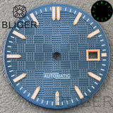 31MM Dial engineer checkered strips scale watch dial 3 o'clock calendar green luminous light for NH35 Miyota 8215, PT5000, ETA2824movement