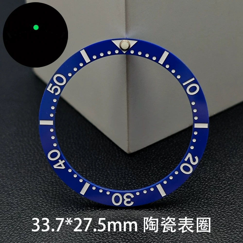 SKX13 Bezel incert Watch accessories 33.7 * 27.5MM high-quality flat-bottomed ceramic ring Digital scale ring Ceramic ring