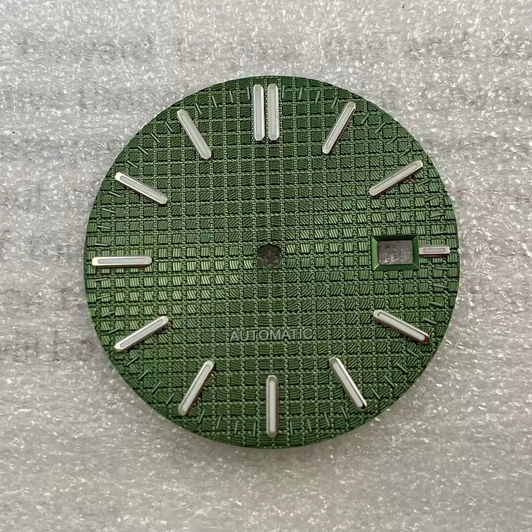Sterile 31.8MM Waffle dial For nh35 movement green luminous Royal oak Prx watch accessories