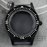 40mm PVD black Fifty Fathom Watch Case matte sandblasted Ceramic Bezel NH35 34 36 38 etc PT5000 ETA 2824 Miyota8215 movement 10Bar Sapphire