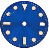 28.5MM Submariner Dial sunburst Blue luminous NH35 NH34 ETA2824 PT5000 Miyota8215 ST2130