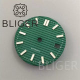 29.5MM Nautilus Dial for Seiko NH35 green luminous double bar 12 hour marker
