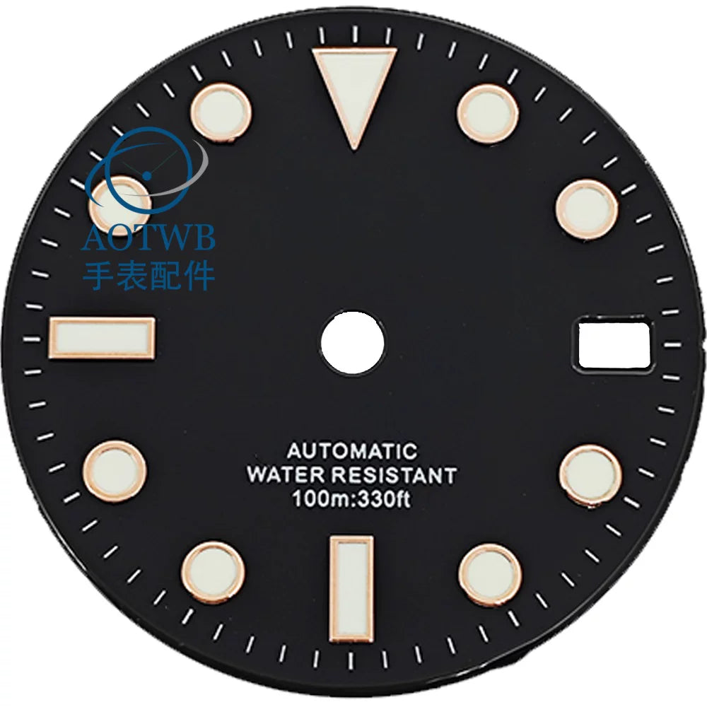 28.5MM Submariner Dial sunburst Blue luminous NH35 NH34 ETA2824 PT5000 Miyota8215 ST2130