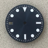 Lefty Watch Dial  9 o'clock date window sunbust submariner style dial 28.5mm green luminous for Japan NH35