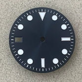 Lefty Watch Dial  9 o'clock date window sunbust submariner style dial 28.5mm green luminous for Japan NH35