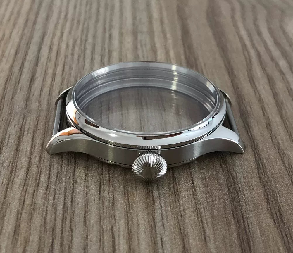 40mm pilot case for ETA6497/6498 movements Sapphire Crystal screw-in pilot 316L stainless steel
