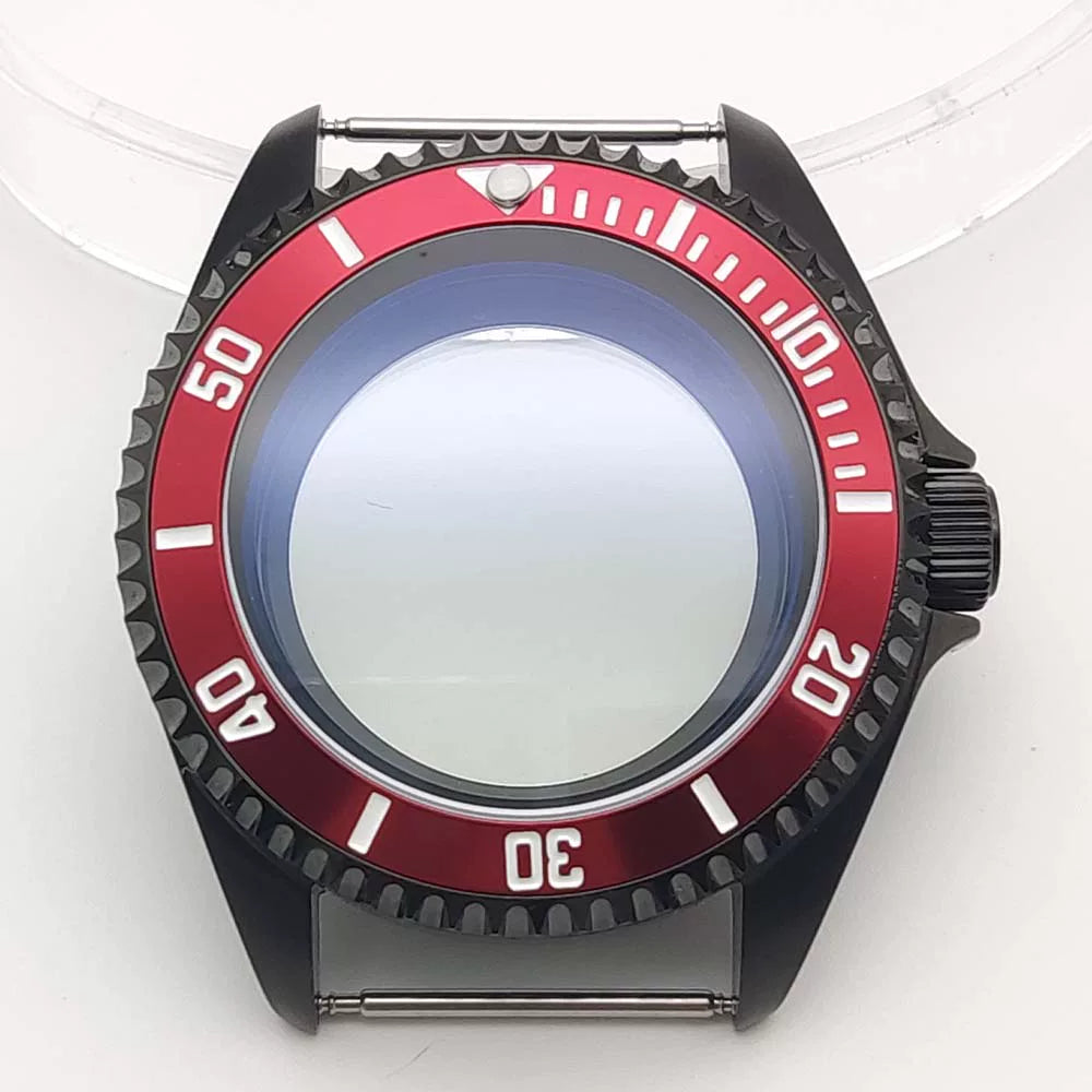 42MM Pvd Black Submariner Watch case Diver Mod Accessary Double Domed sapphire for NH35 34 36 38 etc 10Bar
