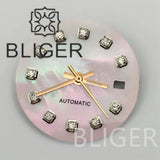 20.5Mm women's Dial sunburst MOP diamond silver nail sterile with hands for NH05 movement