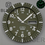 42MM Silver / black Pilot case  retro strap with 34.3mm dial pin for NH35 NH36 watch accessories