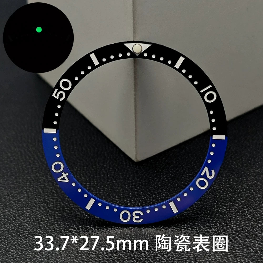 SKX13 Bezel incert Watch accessories 33.7 * 27.5MM high-quality flat-bottomed ceramic ring Digital scale ring Ceramic ring