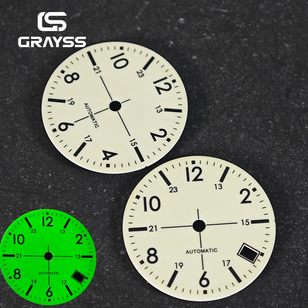Full lume dia 28.5MM /33.5mm Pilot Watch dial C3 luminous for NH35 miyota 8215 PT5000 ETA2824 Sw200 etc