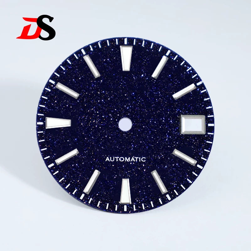 Premium 28.5MM Blue Sands Starry Dial for NH35/4R36 Natural Stone Star Dial DATE Luminous Gold silver marker