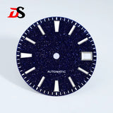 Premium 28.5MM Blue Sands Starry Dial for NH35/4R36 Natural Stone Star Dial DATE Luminous Gold silver marker