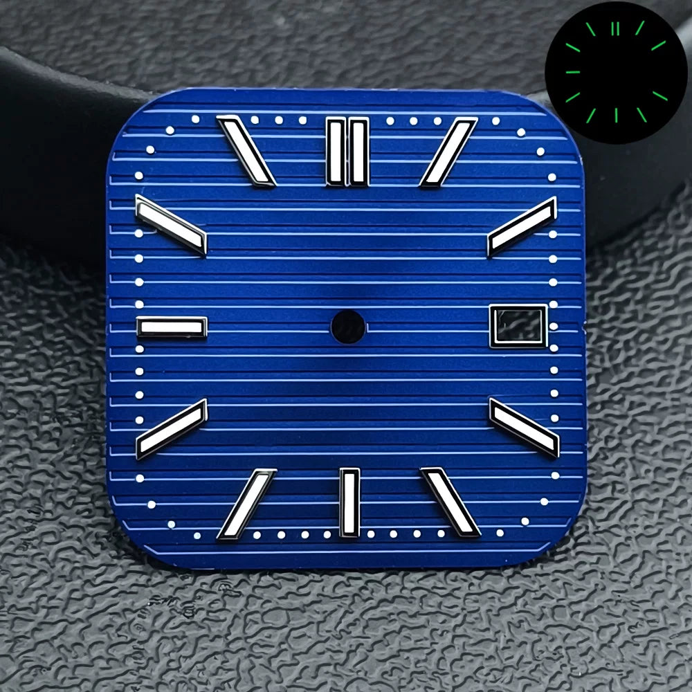 29.5mm Square dial NH35 movement silver nail green luminous