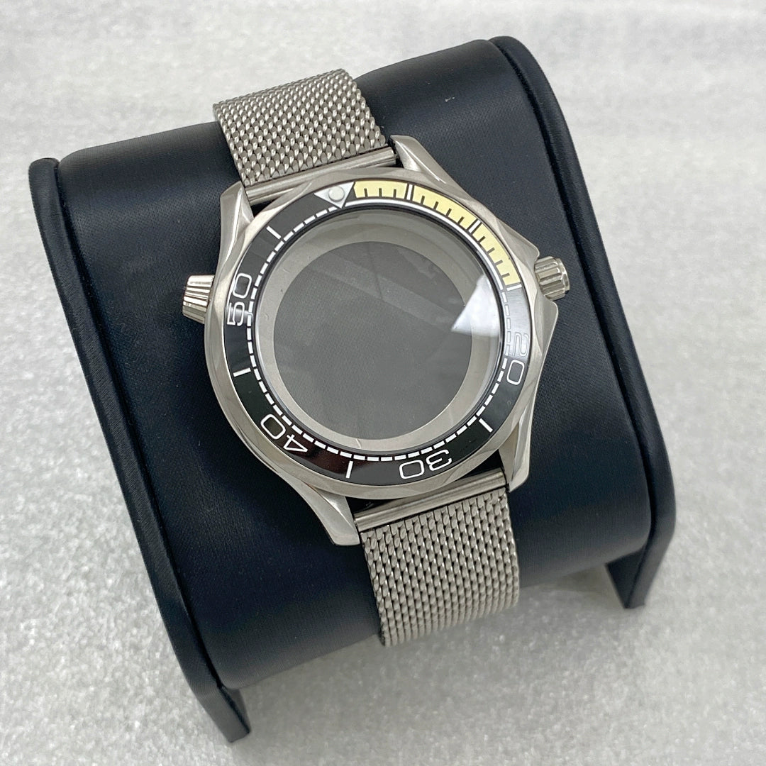 41mm改造シーマスター300ケースメッシュベルトサファイアガラスNH35ムーブメントに適合ステンレススチールケース