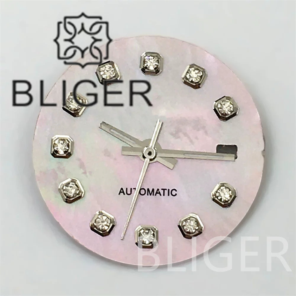 20.5Mm women's Dial sunburst MOP diamond silver nail sterile with hands for NH05 movement