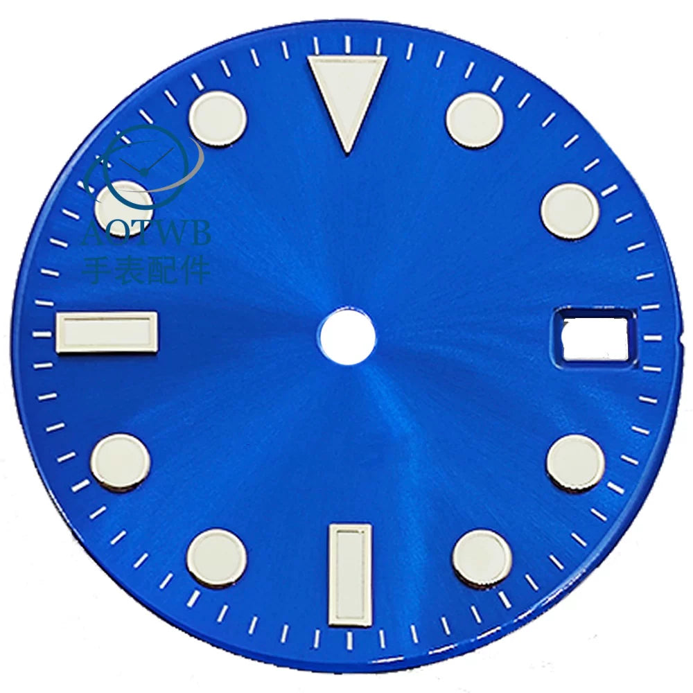 28.5MM Submariner Dial sunburst Blue luminous NH35 NH34 ETA2824 PT5000 Miyota8215 ST2130