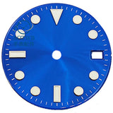 28.5MM Submariner Dial sunburst Blue luminous NH35 NH34 ETA2824 PT5000 Miyota8215 ST2130