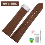 Matte retro leather strap black and green folding buckle band 20mm Italian