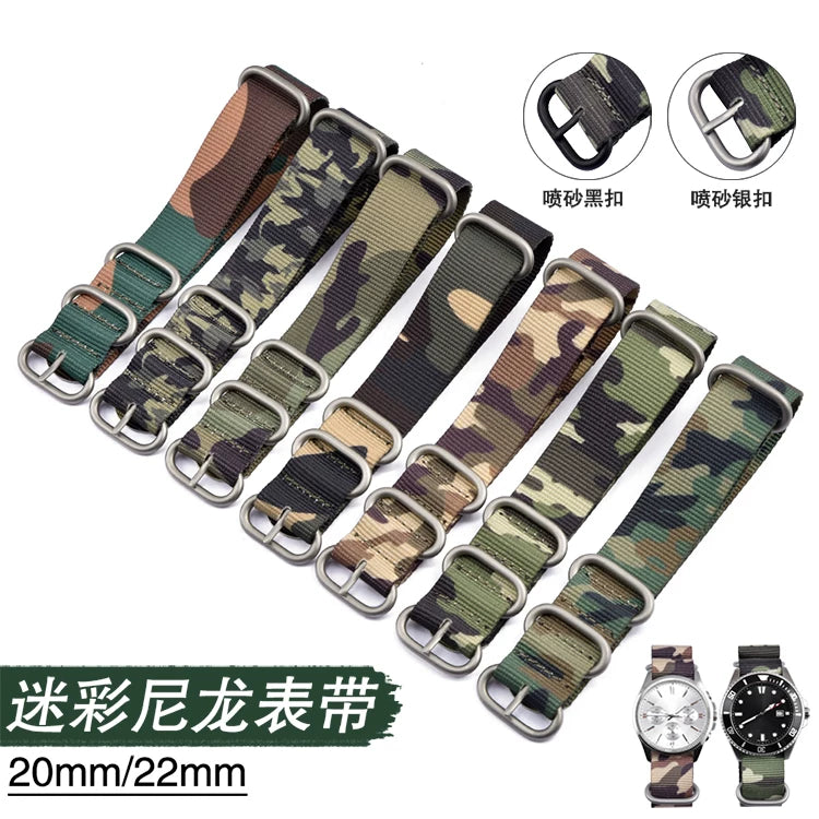 NATO Camouflage Nylon Watch strap Canvas Outdoor Sports Replacement band 20 | 22mm Military