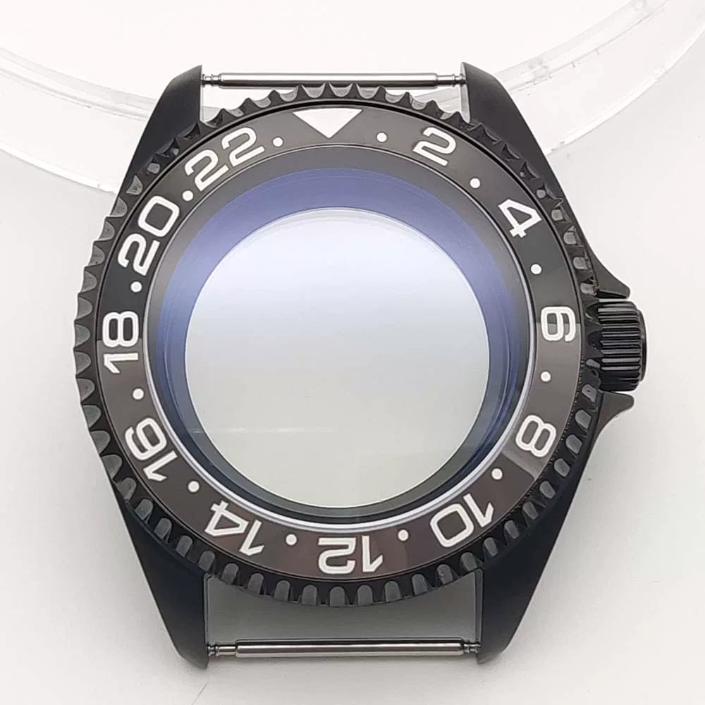 42MM Pvd Black Submariner Watch case Diver Mod Accessary Double Domed sapphire for NH35 34 36 38 etc 10Bar
