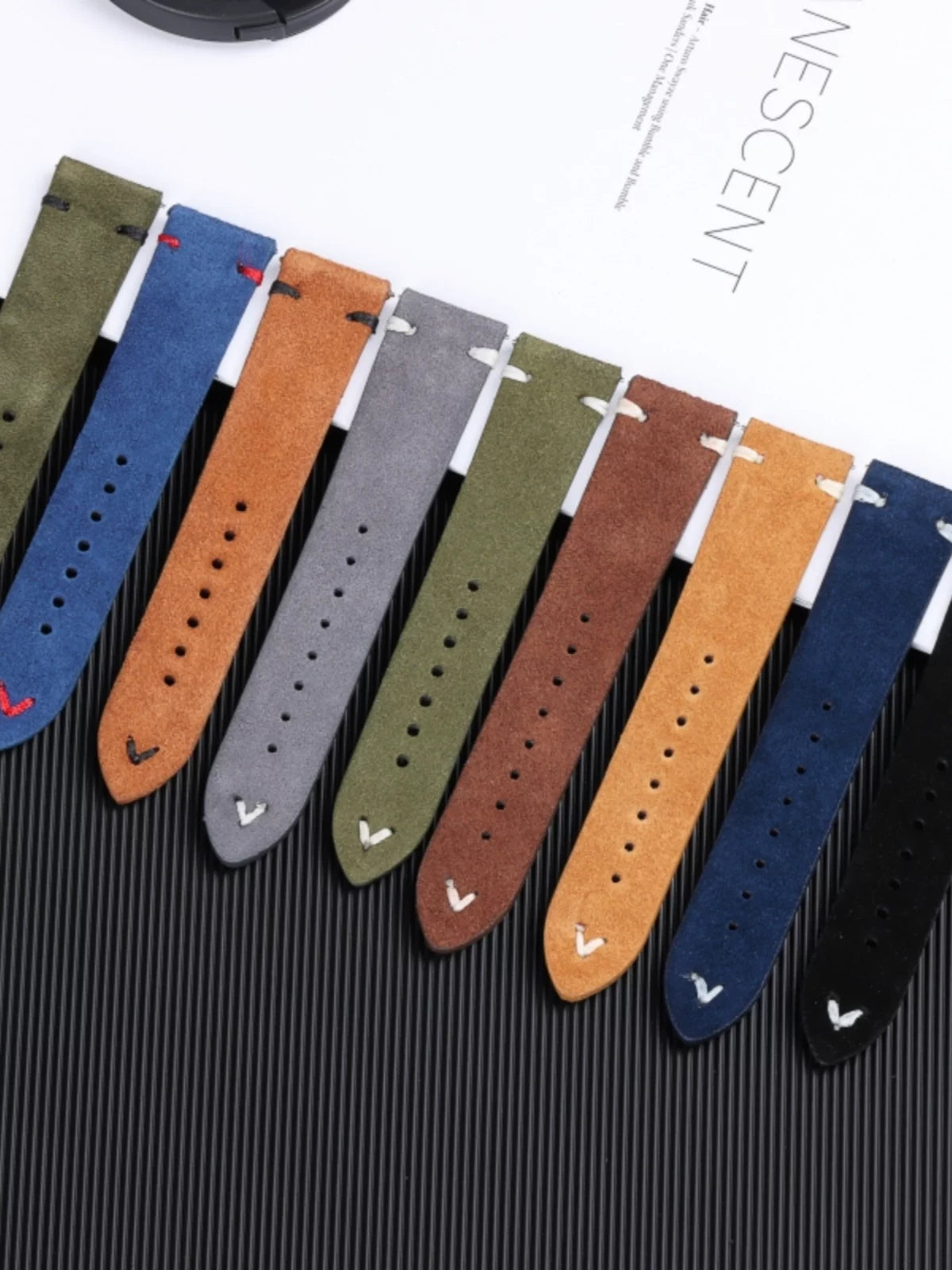 Suede leather Strap Quick-release real cowhide flip leather strap 18 20 22 24mm unisex