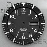 34.3mm Dial For NH36 Day-Date double calendar window green luminous