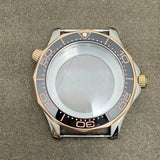 41mm Pvd Black Rose Gold Seamaster Watch Case  2 crown 316L Stainless Steel Ceramic for NH35/36 Movement
