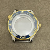 41mm Pvd Black Rose Gold Seamaster Watch Case  2 crown 316L Stainless Steel Ceramic for NH35/36 Movement