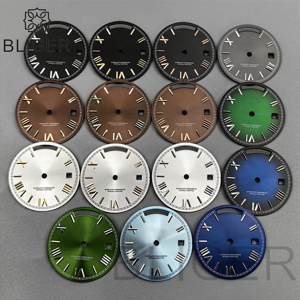 29MM Miyota 8285 Dial Roman numeral Sunburst dual calendar scale dial modified