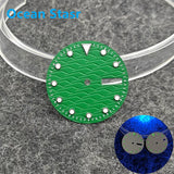 NH35 dial Green luminous Sub style wave Texture 28.5mm Date window