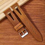 Hollow Summer Leather Strap Crazy Horse Universal 20/21/22/24MM Perforated Breathable Soft  band