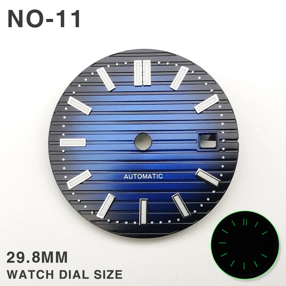 29.8MM Nautilus Dial for Miyota 8215 ETA 2836 2813 green luminous watch part