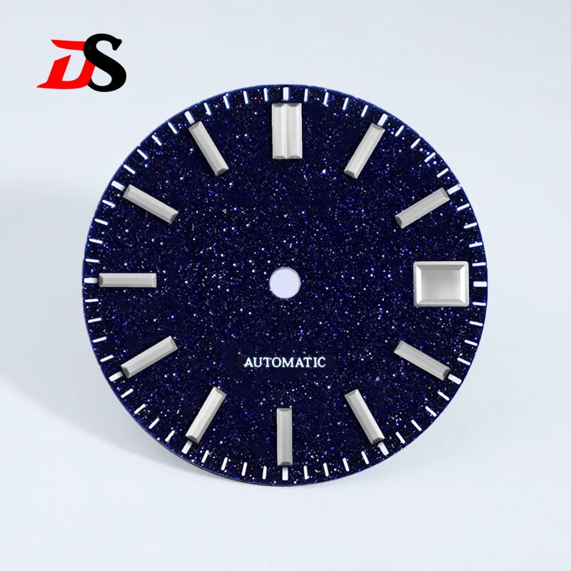 Premium 28.5MM Blue Sands Starry Dial for NH35/4R36 Natural Stone Star Dial DATE Luminous Gold silver marker