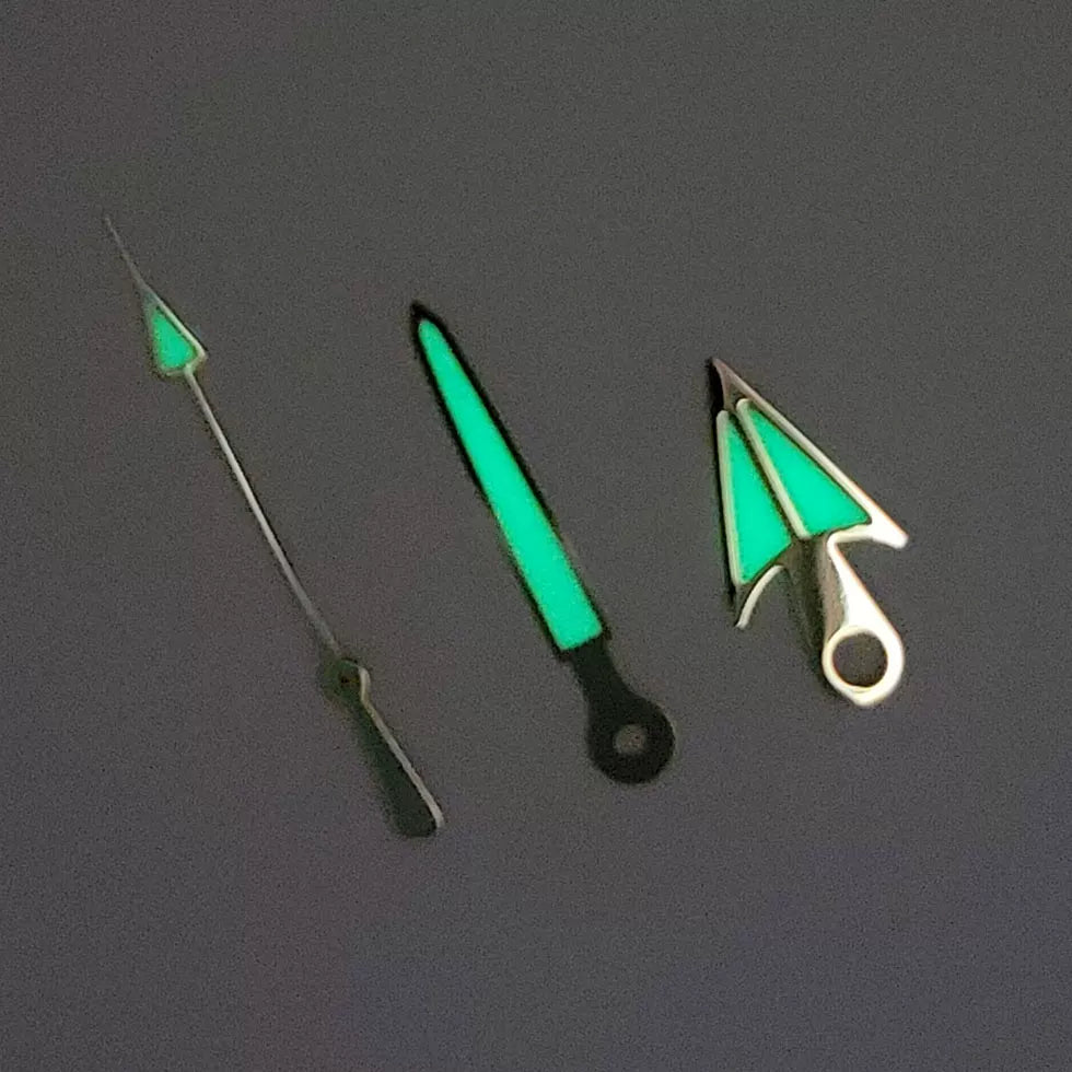 Gold Watch Hands arrow umbrella Phnom Penh white green luminous for Japanese NH35/364R/7S movement