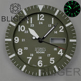 42MM Silver / black Pilot case  retro strap with 34.3mm dial pin for NH35 NH36 watch accessories