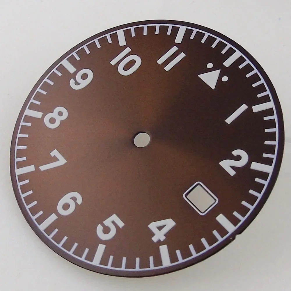 33.5MM Sterile Pilot Dial for TMI NH35 Green luminous Date Window Green BLue Black Vintage Style