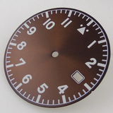 33.5MM Sterile Pilot Dial for TMI NH35 Green luminous Date Window Green BLue Black Vintage Style