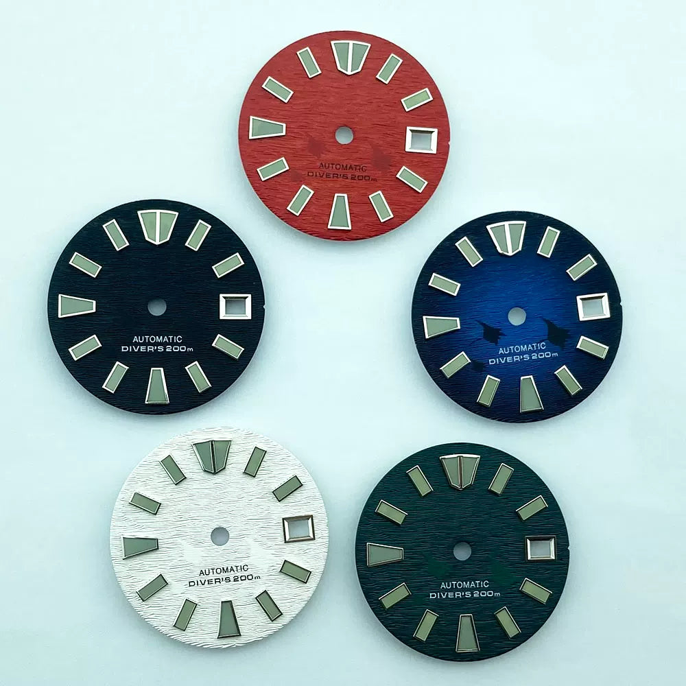 29Mm watch dial green luminous light for NH35 NH36 MOVT movement half sterile Scripts above 6