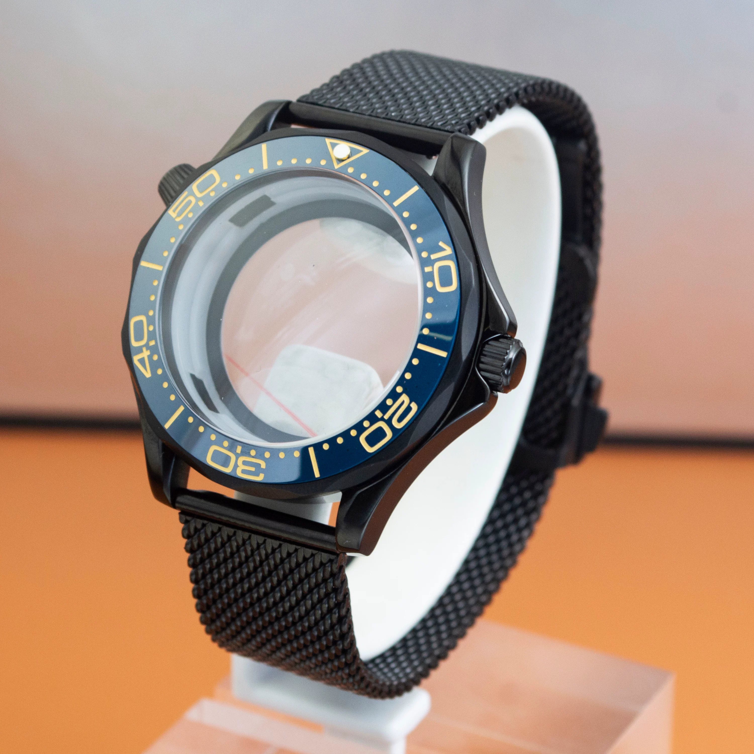 Black Seamaster 300 Case 41mm Sapphire for NH35/NH36 10ATM