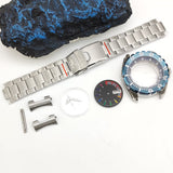 44MM Monster Case Set for NH35 Movement Stainless Steel Strap Luminous Sapphire Transparent Back Cover 10ATM