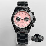39Mm VK64 Datona Watch 2 eyes Black PVD Chronograph Quartz 5-pin green luminous sapphire 5ATM