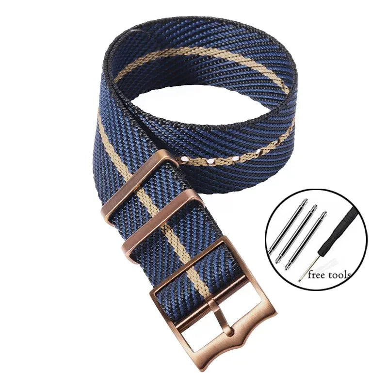 NATO Canvas Nylon Strap 20/22mm  PVD Bronze Color Buckle For Pilot Diver
