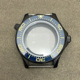 41mm Pvd Black Rose Gold Seamaster Watch Case  2 crown 316L Stainless Steel Ceramic for NH35/36 Movement